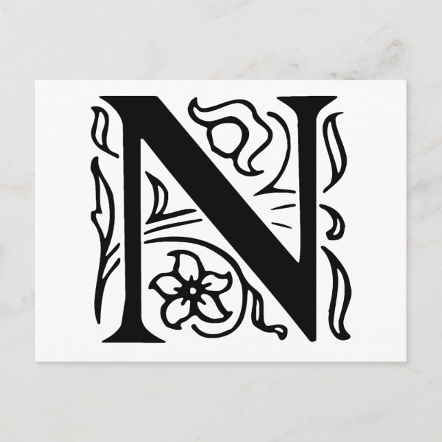 Postal Letra fancy N (Anverso)