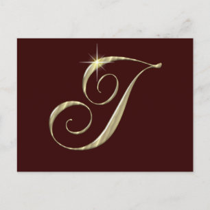 Postal Letra Gold Monograma I iniciales