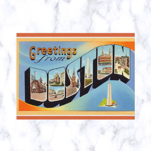 Postal Letra Grande Antigua Boston Massachusetts