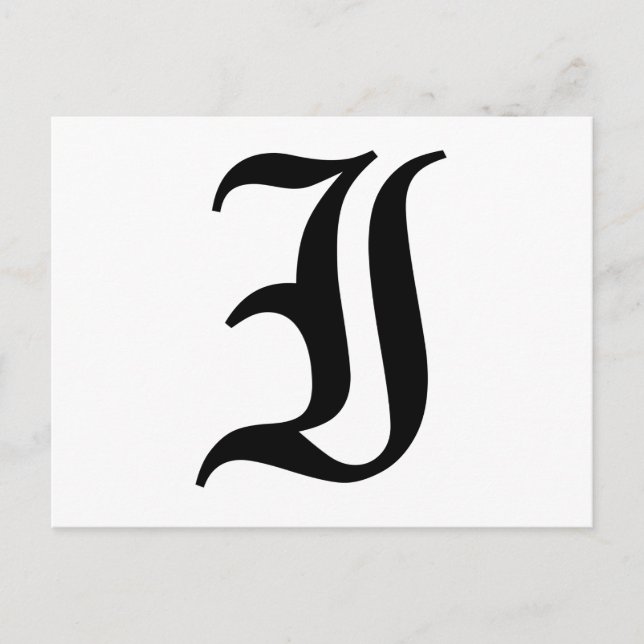 Postal Letra I Texto antiguo en inglés sobre fondo blanco (Anverso)