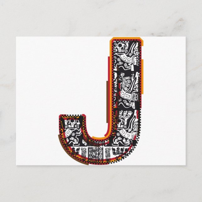 Postal Letra inca, letra J (Anverso)