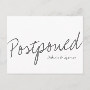 Postal Letra informal   Boda pospuesta gris blanco