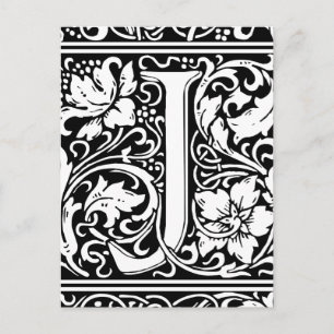 Postal Letra J Monograma Medieval Art Nouveau