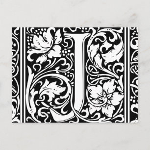 Postal Letra J Monograma Medieval Art Nouveau