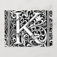 Letra K Monograma Medieval Art Nouveau