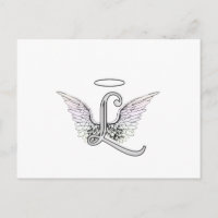 Letra L Monograma inicial con Angel Wings & Halo