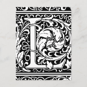 Postal Letra L Monograma Medieval Art Nouveau