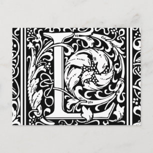 Postal Letra L Monograma Medieval Art Nouveau