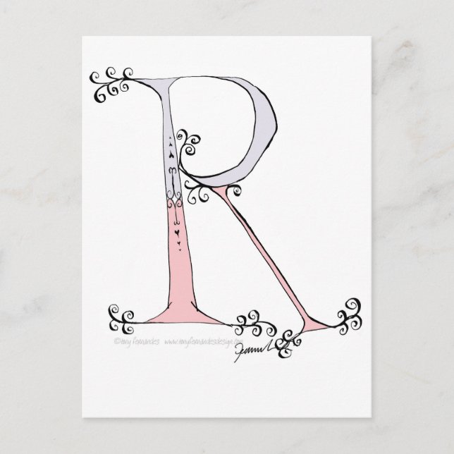 Postal Letra mágica R del diseño de tony fernandes (Anverso)