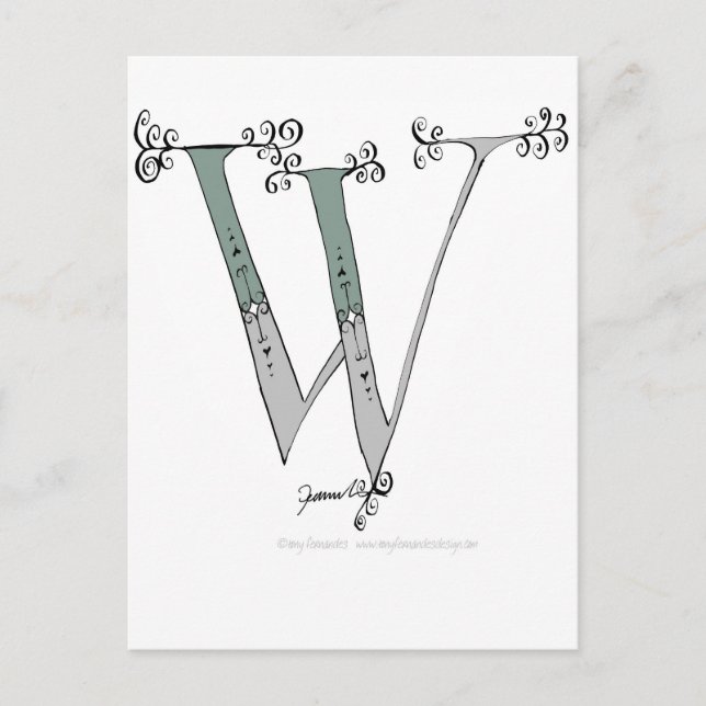 Postal Letra mágica W del diseño de tony fernandes (Anverso)