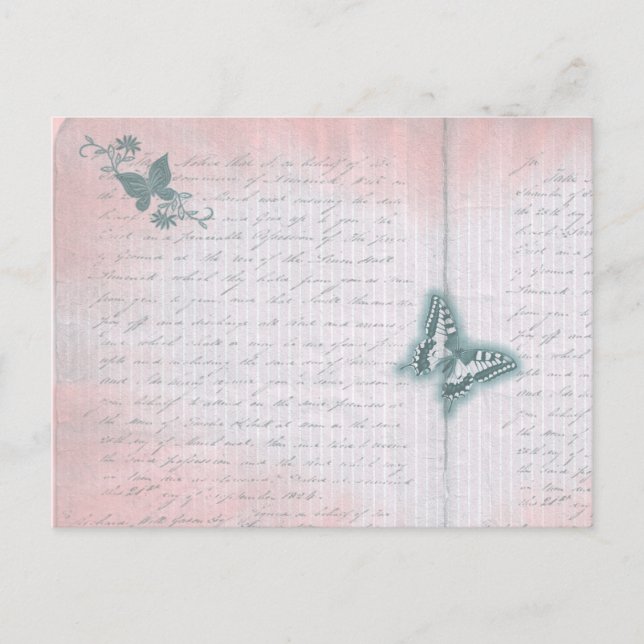 Postal Letra mariposa vintage (Anverso)