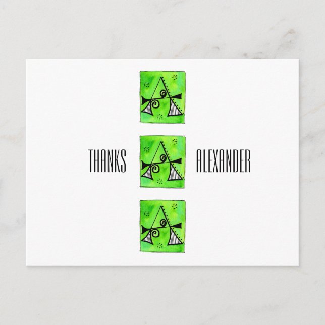 Postal Letra monograma a nombre Thimsical Gracias (Anverso)