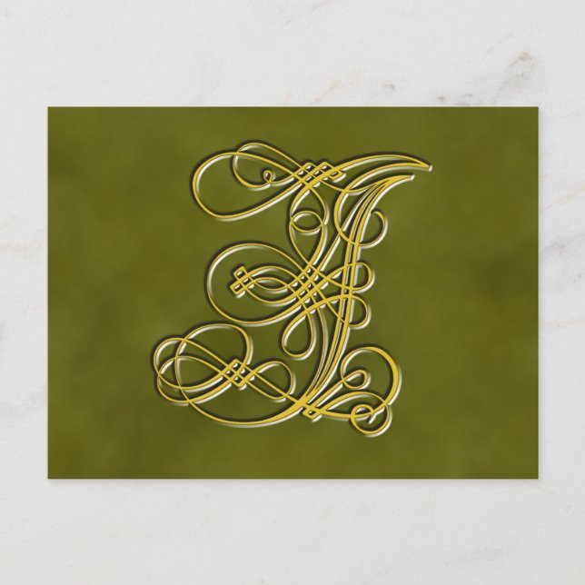 Postal Letra monograma brillante I, color Personalizar (Anverso)