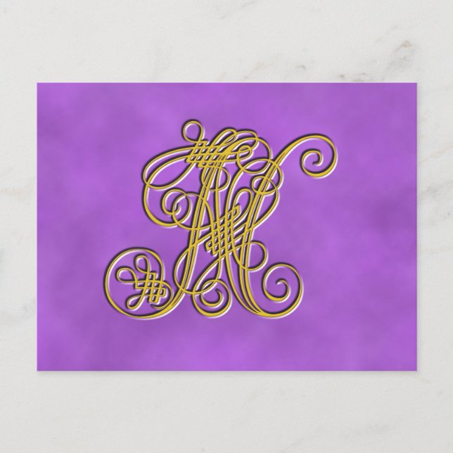 Postal Letra monograma real de Fancy N (Anverso)