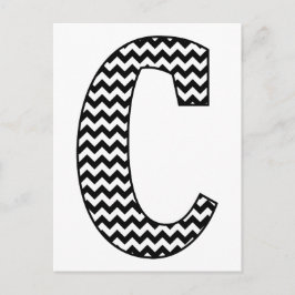 Postal Letra negra y blanca chevron C Monograma