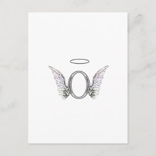Postal Letra O Monograma inicial con Angel Wings & Halo