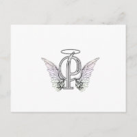 Letra P Monograma inicial con Angel Wings & Halo
