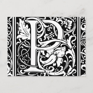 Postal Letra P Monograma Medieval Art Nouveau