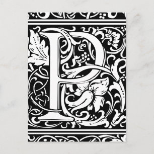 Postal Letra P Monograma Medieval Art Nouveau