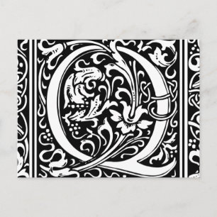 Postal Letra Q Monograma Medieval Art Nouveau
