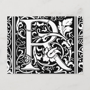 Postal Letra R Monograma Medieval Art Nouveau