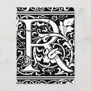 Postal Letra R Monograma Medieval Art Nouveau