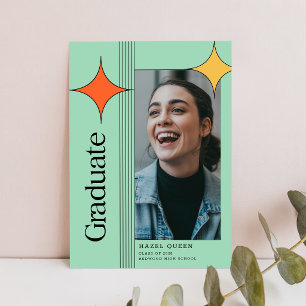 Postal Letra Retro Graduado Foto Graduación Gracias