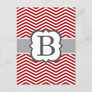 Postal Letra roja blanca monograma B chevron