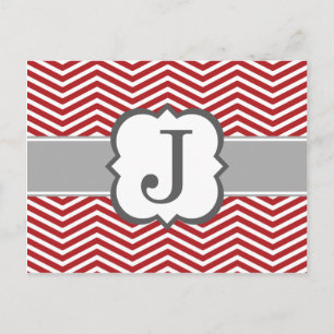 Postal Letra roja blanca monograma J chevron