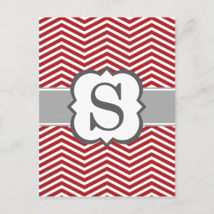 Postal Letra roja blanca monograma S Chevron