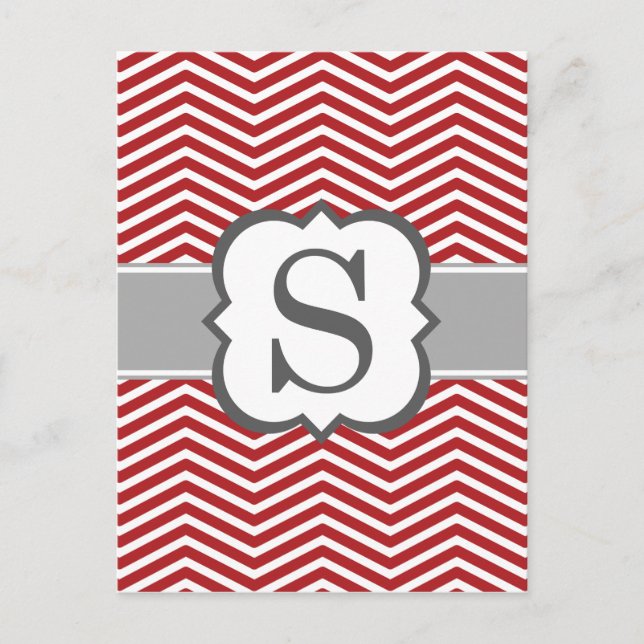 Postal Letra roja blanca monograma S Chevron (Anverso)