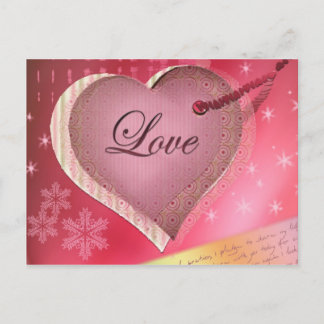 Postal Letra rosa de amor al corazón
