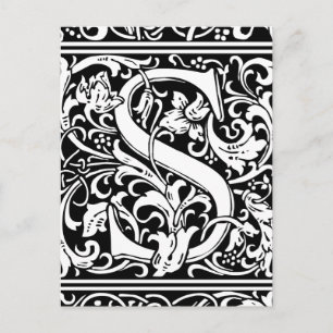 Postal Letra S Monograma Medieval Art Nouveau