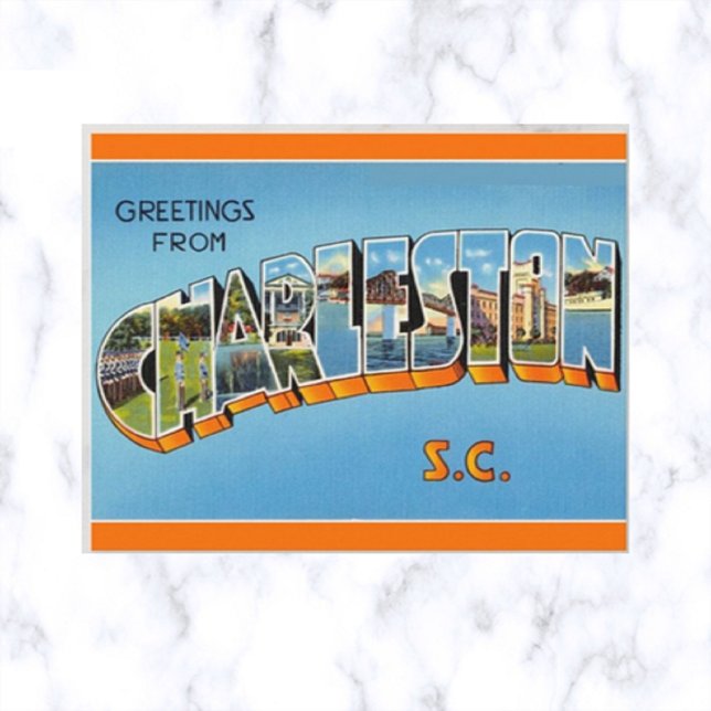 Postal Letra vintage Big Charleston Carolina del Sur (Subido por el creador)