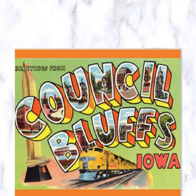 Postal Letra vintage Big Council Bluffs Iowa (Subido por el creador)