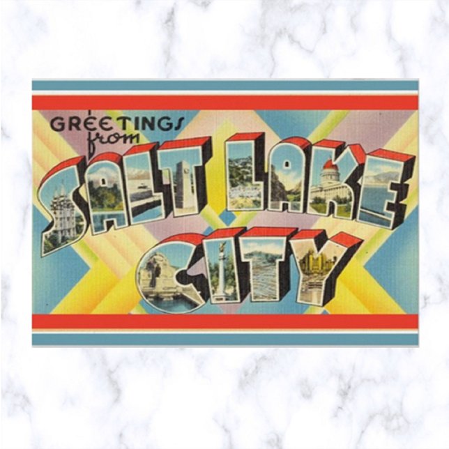 Postal Letra vintage Big Salt Lake City Utah (Subido por el creador)