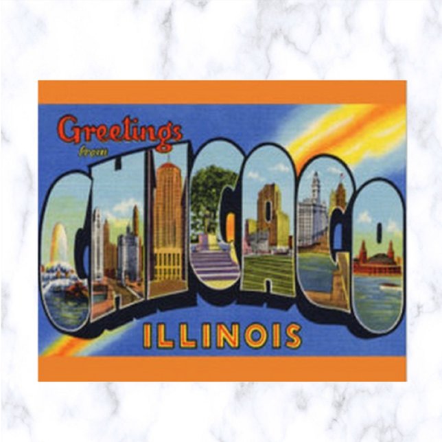 Postal Letra vintage grande Chicago Illinois (Subido por el creador)