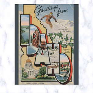Postal Letra vintage grande idaho