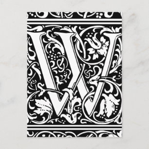 Postal Letra W Arte Nouveau Monograma Medieval