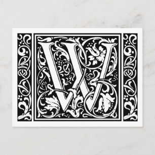 Postal Letra W Arte Nouveau Monograma Medieval