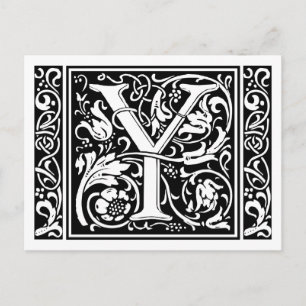 Postal Letra Y Monograma Medieval Arte Nouveau