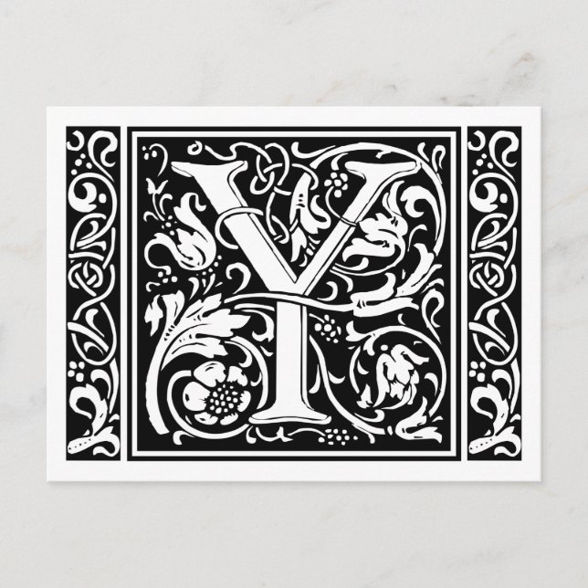 Postal Letra Y Monograma Medieval Arte Nuevo (Anverso)