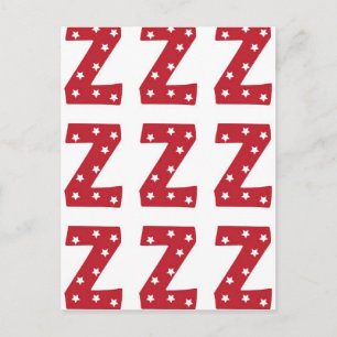 Postal Letra Z - Estrellas blancas en rojo oscuro