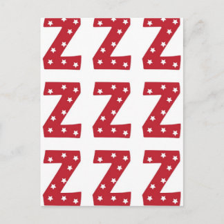 Postal Letra Z - Estrellas blancas en rojo oscuro