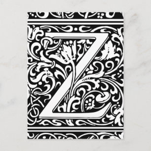 Postal Letra Z Monograma Medieval Art Nouveau