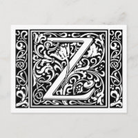 Letra Z Monograma Medieval Art Nouveau