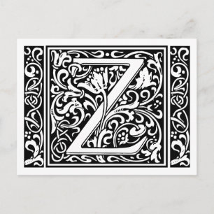 Postal Letra Z Monograma Medieval Art Nouveau