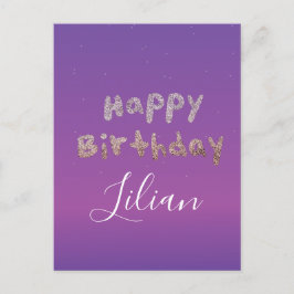 Postal Letras Burbuja con Brillo Ombré Feliz Cumpleaños