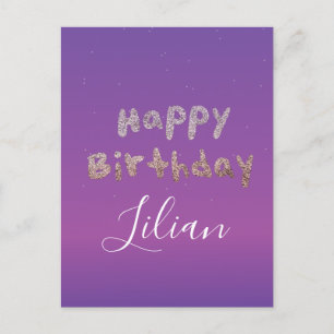 Postal Letras Burbuja con Brillo Ombré Feliz Cumpleaños