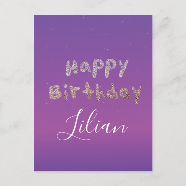 Postal Letras Burbuja con Brillo Ombré Feliz Cumpleaños (Anverso)
